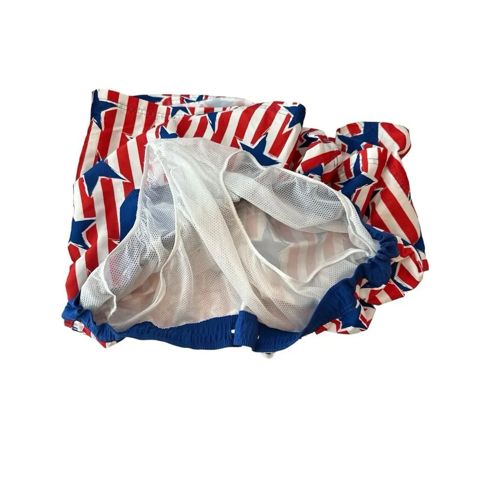 Swim Shorts Men's XXL Star Print Striped Americana‎ Blue/Red beach Outdoor